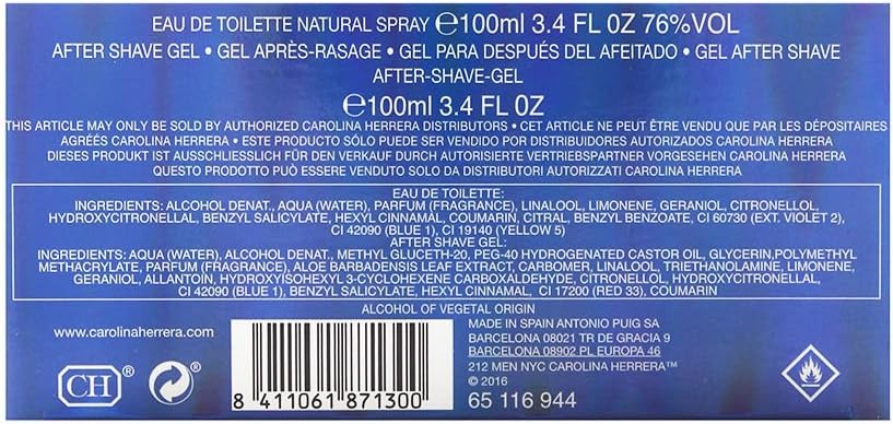 CAROLINA HERRERA 212 (M) EDT 100ML