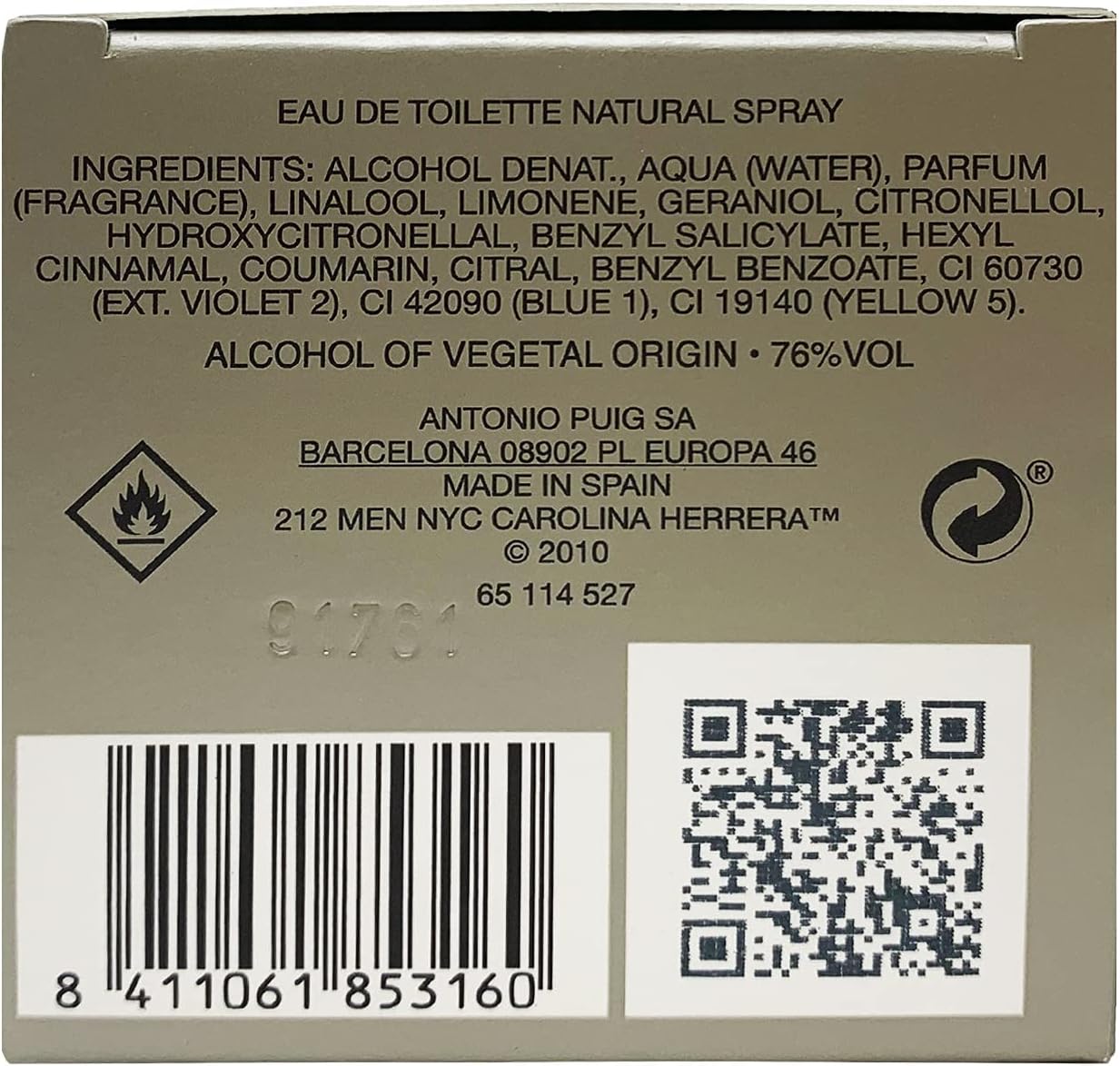 CAROLINA HERRERA 212 (M) EDT 100ML